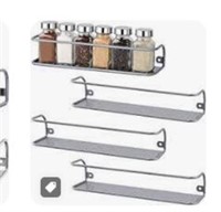 4 Pack Wall Mounted Spice Rack, Single Tier