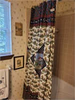 GOLFING SHOWER CURTAIN,(2) GOLF PICTURES, TOWELS