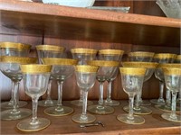 Vintage glass and gold stemware