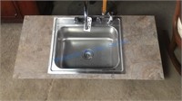 STAINLESS SINK WITH FAUCET AND COUNTER TOP