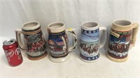 4 Budweiser beer mugs