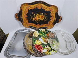 Serving Trays Glass, Metal, & Wood