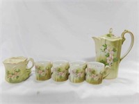 (4) Nippon Hand Painted Green and Pink Floral