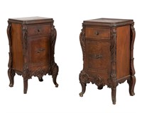 French Style Mahogany Nightstands - Pair
