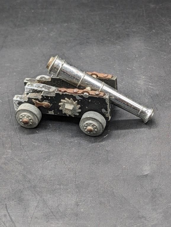 Vintage Miniature Cast Iron Chrome Cannon Italy