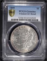 1899 MORGAN DOLLAR PCGS AU DETAIL, CLEANED