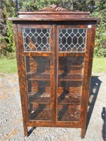 AWESOME 1946 LEADED GLASS PANEL CHINA CABINET