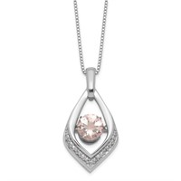 Sterling Silver Vibrant Morganite Diamond Necklace