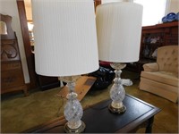 Pair of Glass Table Lamps-38" Tall w/Shade