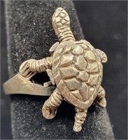 VTG Sterling .925 Articulated Turtle Ring Sz 8