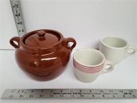 Medalta Potteries Bean Pot Redcliff Alt &  2 Mugs