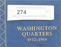 Washington Silver quarters in binder 1931-1964-D