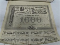 One Thousand Dollar Bond Certificate