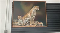 Cheetah and kit acrylic on canvas painting,
