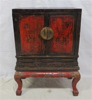 Antique Chinese Lacquered Chinoiserie Cabinet