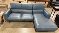 ABBYSON BRAND LEATHER SOFA WITH CHAISE