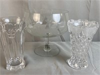 Hoffbauer Crystal Vases and Butterfly Compote