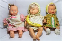 3 Vtg. Baby Dolls, IDEAL, UNEEDA DOLL CO. NC