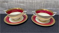 2 Paragon Double Handled Cups & Saucers