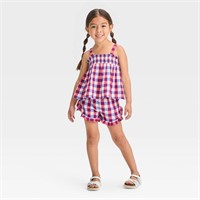 Toddler Girls' Smocked Tank Top & Plaid Shorts