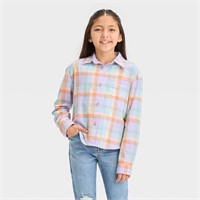 Girls' Flannel Long Sleeve Button-Down Woven Top