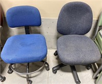2- CLOTH CHAIRS ON WHEELS