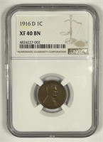 1916-D Lincoln Wheat Cent Extra Fine NGC XF40