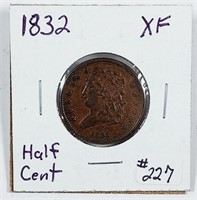 1832  Half Cent   XF