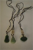 3 Antique Asian Carved Pendant Necklaces