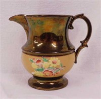 1860's copper lustre English cream pitcher, 5.5"