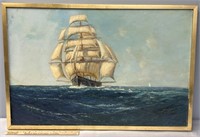 Daniel Sherrin Nautical Clipper Ship Oil Painting