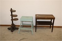 Plant Stand, Green Stool/Table, Side Table