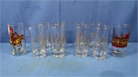 8 Drinking Glasses w/Gold Wheat Design, 2