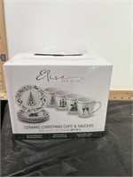 Elise Christmas Cups and Saucers
