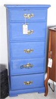 Lot #4583 - Five drawer blue painted lingerie