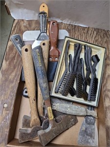 Hammer hatches, utility brushes, and paint scraper