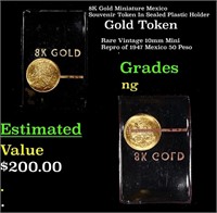 8K Gold Miniature Mexico Souvenir Token In Sealed