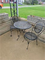 3 piece metal table & chairs outside set front
