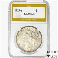 1927-S Silver Peace Dollar PGA MS63+