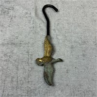 Vintage Brass Flying Duck Fireplace Flue Hook