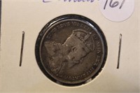 1910 Silver Canada 25 Cent Coin