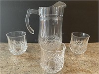 Crystal Water Pitcher with 3 Crystal Double Old