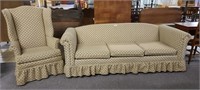 84" Sofa and wind back chair, excellent condition