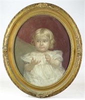 Painting: 19th c. Portrait of a Child