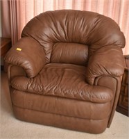 BROWN LEATHER ARM CHAIR