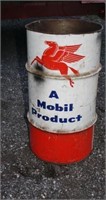 Vintage Mobil 16 gallon oil barrel