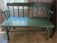 Painted wood settee bench