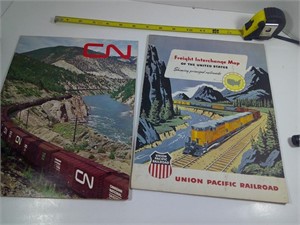 TRAIN MAPS, UNION PACIFIC, USA, CN, CANADA