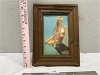 Vintage Pin-Up Girl Framed Picture