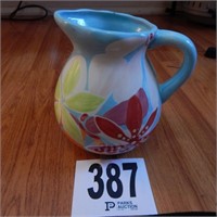HAND PAINTED EARTHENWARE PITCHER 7"
